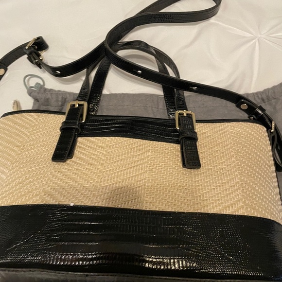 Brahmin mini Asher black and straw purse - Picture 4 of 8